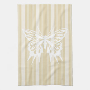 Beeswax Victorian Stripe with Butterfly Kitchen Towel