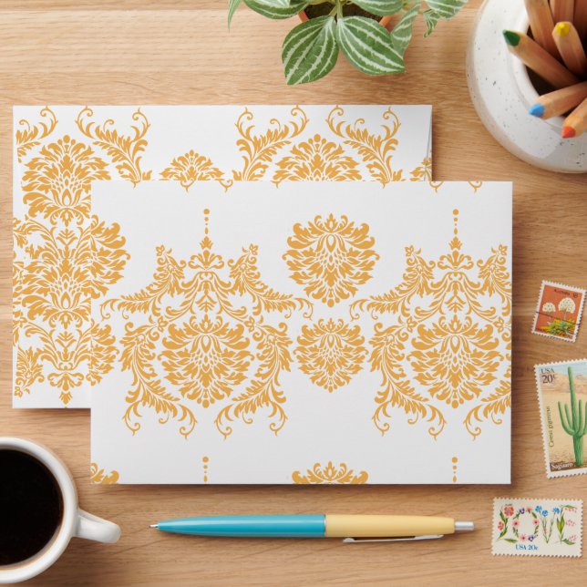 Beeswax Vintage Damask Envelopes (Desk)