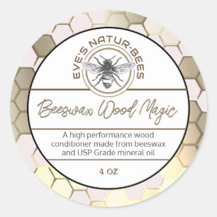 Beeswax Wood Polish Bee Apiary Logo Honeycomb Classic Round Sticker