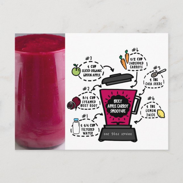 Beet Apple Carrot Smoothie Recipe Postcard (Front)