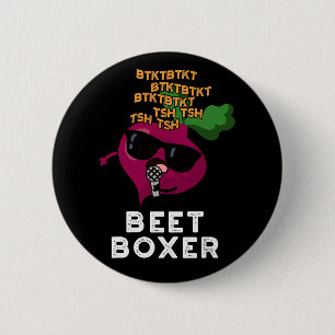 Beet Boxer Funny Beetroot Pun Dark BG Button