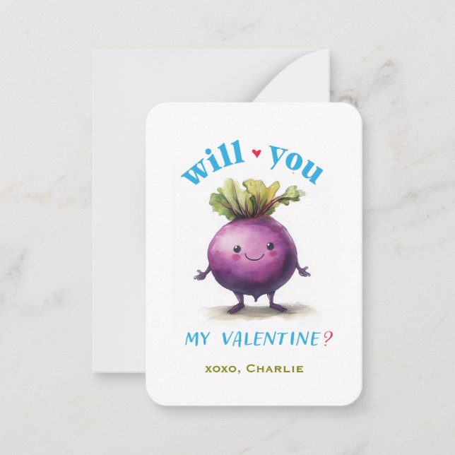 Beet my Valentine Kids Classroom Valentine Note (Front)