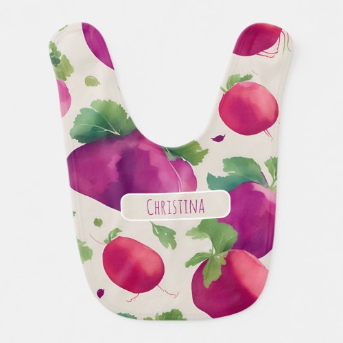 Beet Watercolor Colorful Personalized Pattern Baby Bib