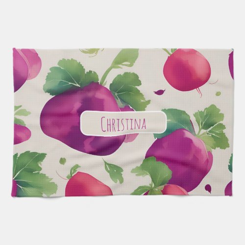 Beet Watercolor Colorful Personalized Pattern Kitchen Towel