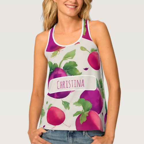 Beet Watercolor Colorful Personalized Pattern Tank Top