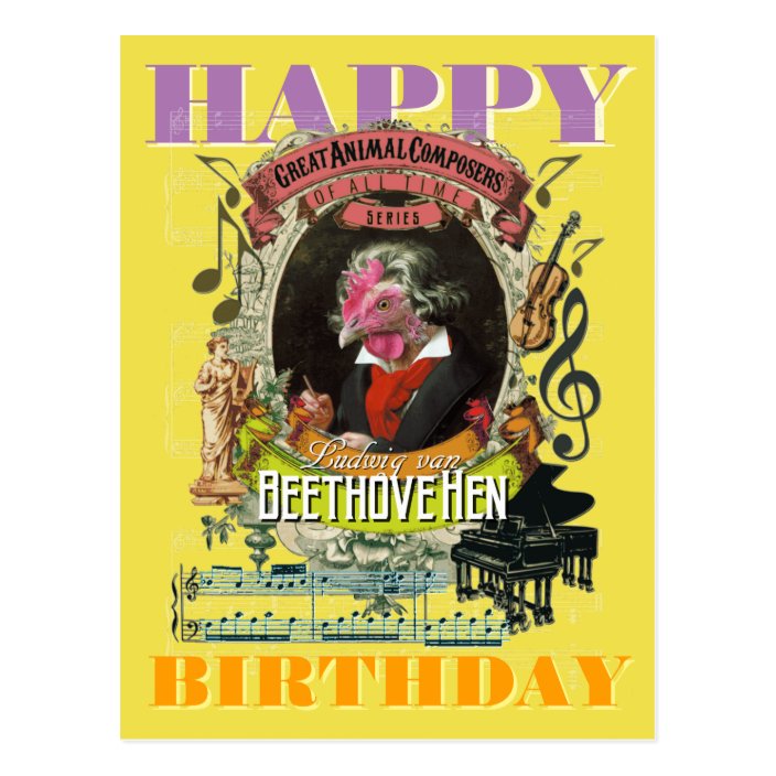 Beethovehen Beethoven Happy Birthday Postcard | Zazzle.com