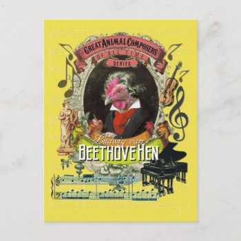 Beethovehen Funny Hen Animal Composer Beethoven Postcard by stopshop at Zazzle