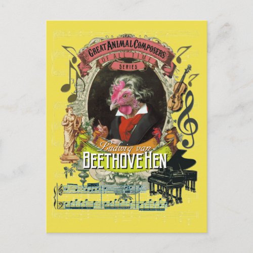 Beethovehen Funny Hen Animal Composer Beethoven Postcard