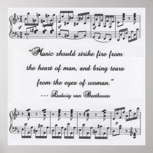 Beethoven 3 quote with musical notation poster