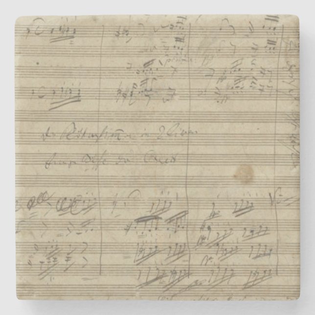 Beethoven 9th Symphony, Music Manuscript Stone Coaster (Front)