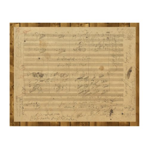 Beethoven 9th Symphony Music Manuscript Wood Wall Art