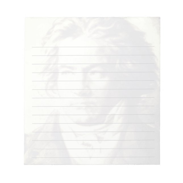 Beethoven Black and White Portrait Custom Lined Notepad (Front)