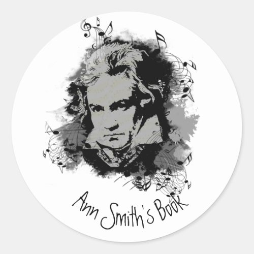 Beethoven Classical Music Composer Song_Writer Classic Round Sticker