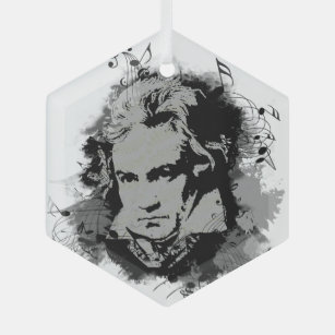 Beethoven Music Compser Blown Glass Christmas Ornament 