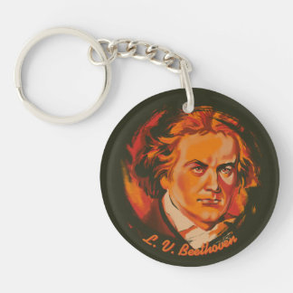 Beethoven Fire Palette Portrait Quote Keychain