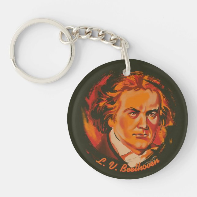 Beethoven Fire Palette Portrait Quote Keychain (Front)