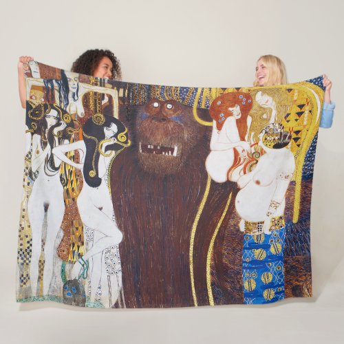 Beethoven Friezedetail Gustav Klimt Fleece Blanket