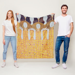 Beethoven Frieze (detail), Gustav Klimt Fleece Blanket