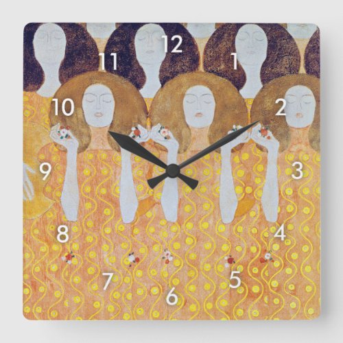 Beethoven Frieze detail Gustav Klimt Square Wall Clock