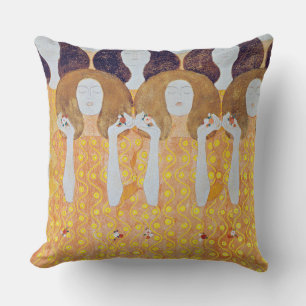 Beethoven Frieze (detail), Gustav Klimt Throw Pillow