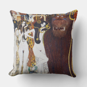 Beethoven Frieze(detail), Gustav Klimt Throw Pillow