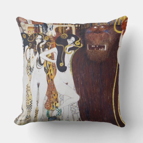 Beethoven Friezedetail Gustav Klimt Throw Pillow