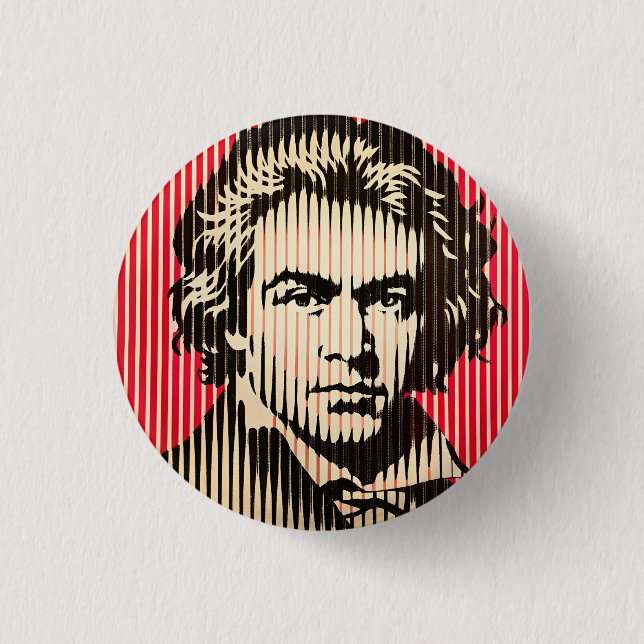 Beethoven in BAUHAUS optical illusion style Button (Front)