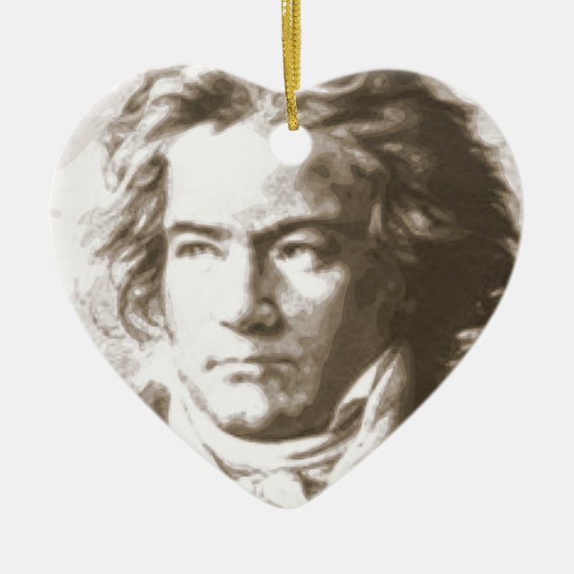 Beethoven In Sepia Ceramic Ornament (Front)