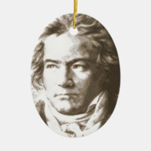 Beethoven In Sepia Ceramic Ornament
