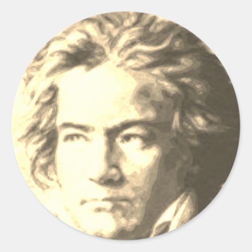Beethoven In Sepia Classic Round Sticker