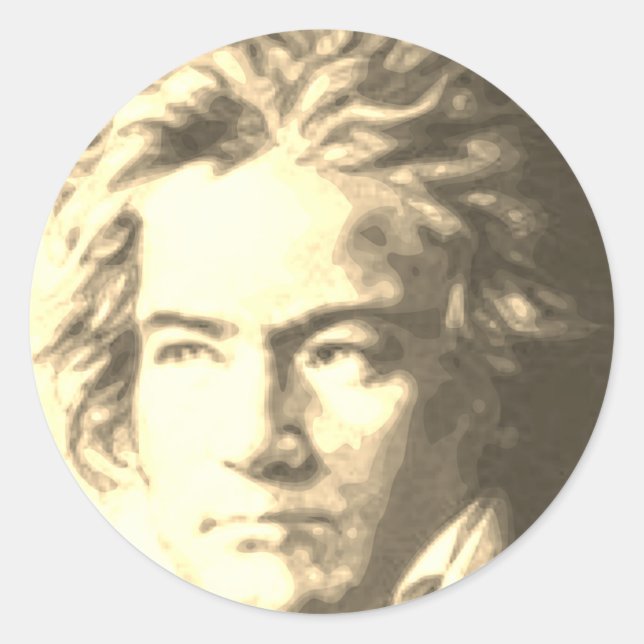 Beethoven In Sepia Classic Round Sticker (Front)