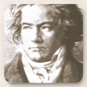 Beethoven In Sepia Drink Coaster