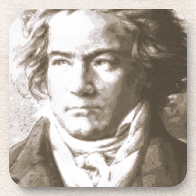 Beethoven In Sepia Drink Coaster (Front)
