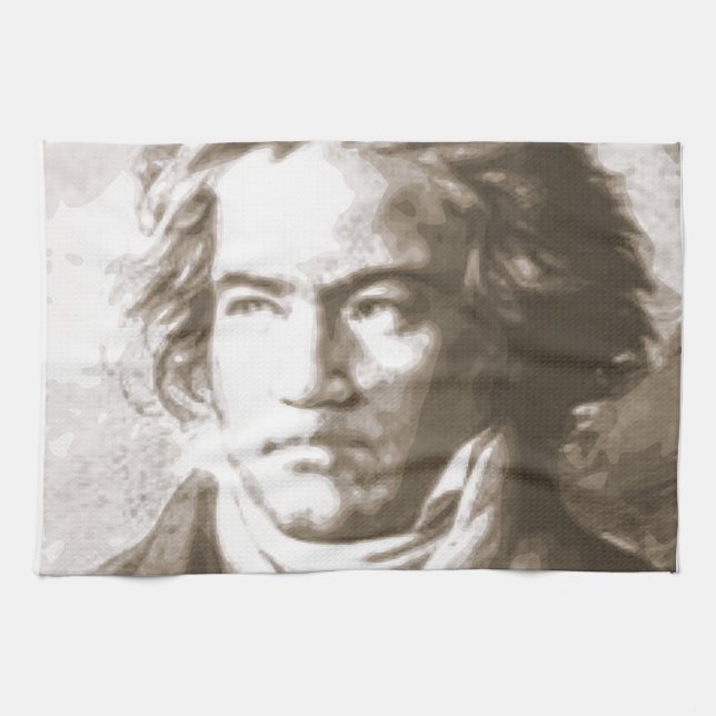 Beethoven In Sepia Kitchen Towel (Horizontal)