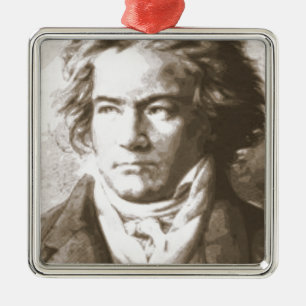 Beethoven In Sepia Metal Ornament