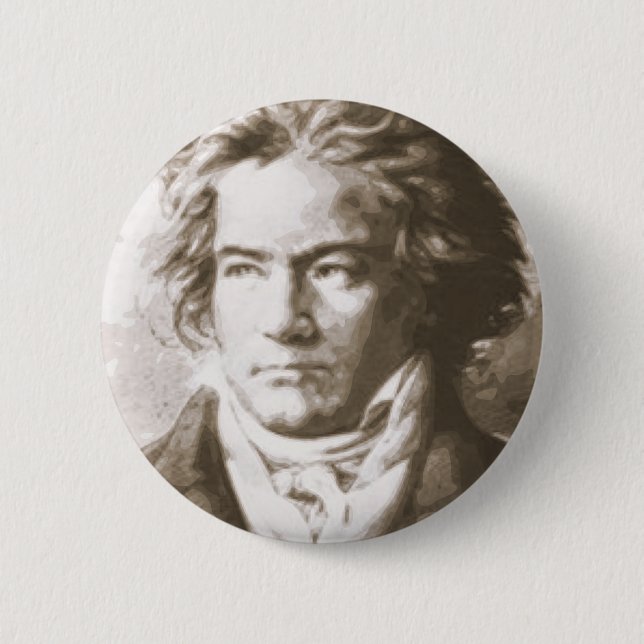 Beethoven In Sepia Pinback Button (Front)