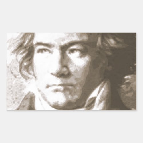 Beethoven In Sepia Rectangular Sticker