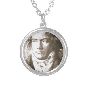 Beethoven In Sepia Silver Plated Necklace