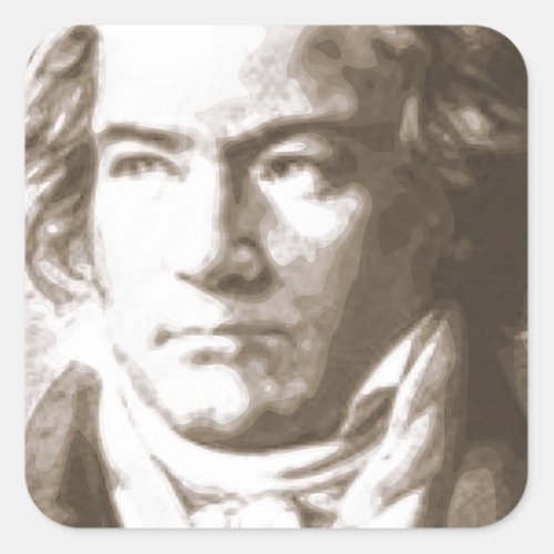 Beethoven In Sepia Square Sticker