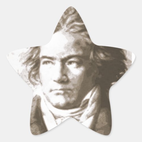 Beethoven In Sepia Star Sticker