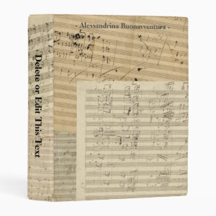 Beethoven Music Manuscripts Custom Text Mini Binder