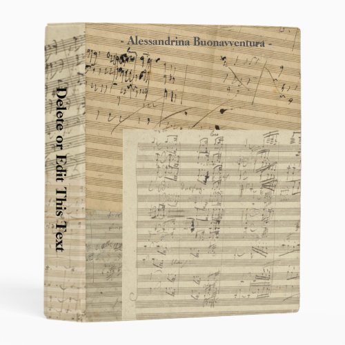 Beethoven Music Manuscripts Custom Text Mini Binder