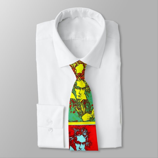 Beethoven Pop Art Neck Tie (Tied)