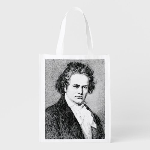 Beethoven Portrait Digital Rendering     Grocery Bag