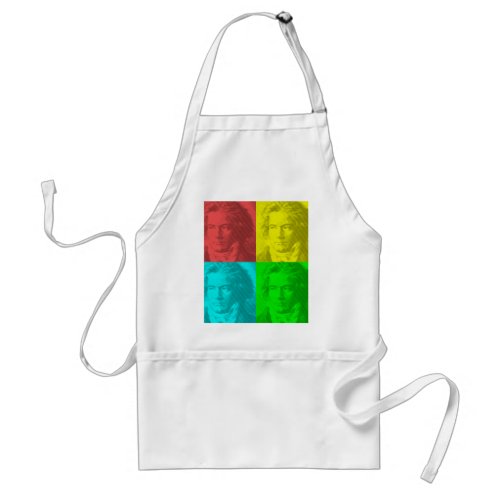Beethoven Portrait In Squares Adult Apron
