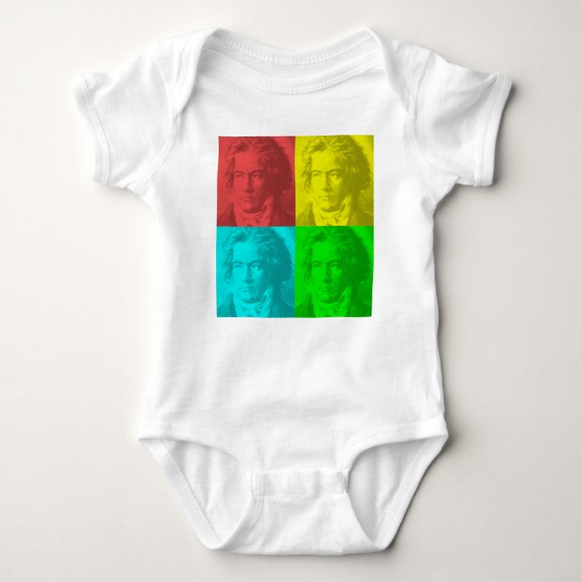 Beethoven Portrait In Squares Baby Bodysuit (Front)
