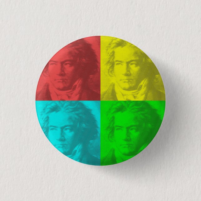 Beethoven Portrait In Squares Button (Front)