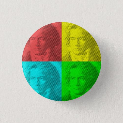 Beethoven Portrait In Squares Button