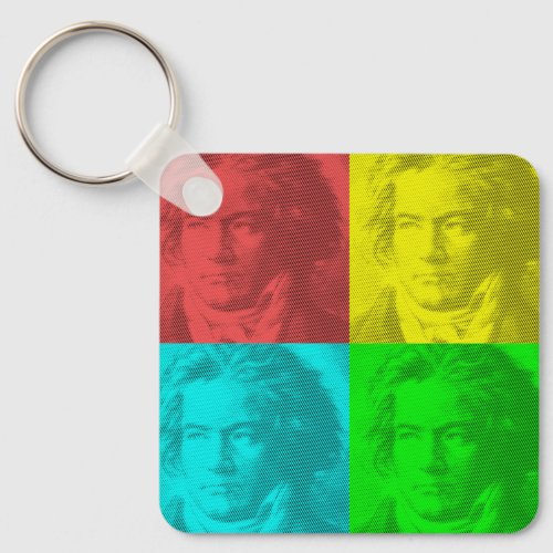 Beethoven Portrait In Squares Keychain
