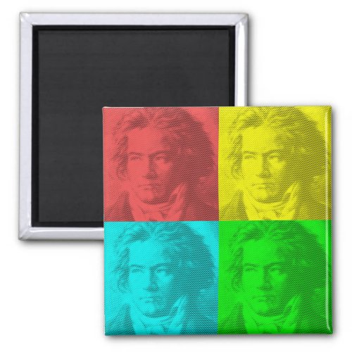 Beethoven Portrait In Squares Magnet